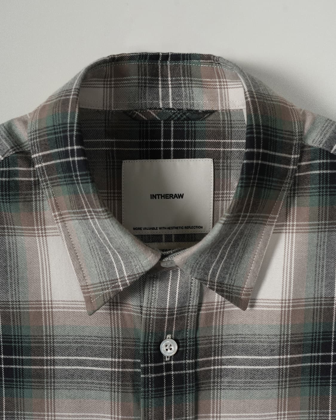인더로우 라이트 플란넬 체크셔츠 그레이시 올리브 size 3 상품이미지1