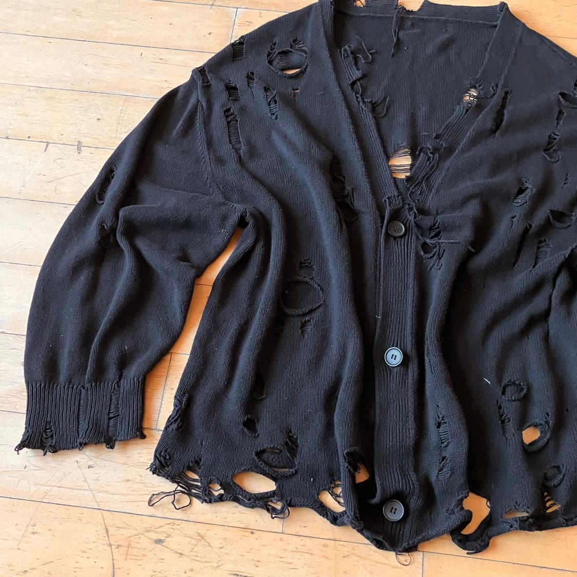 Japanese 90s 빈티지 가공 그런지 블랙 가디건 105 상품이미지5