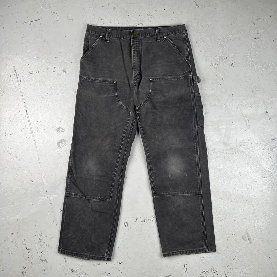 빈티지 칼하트 더블니B01 블랙 그레이 워크팬츠 상품이미지2