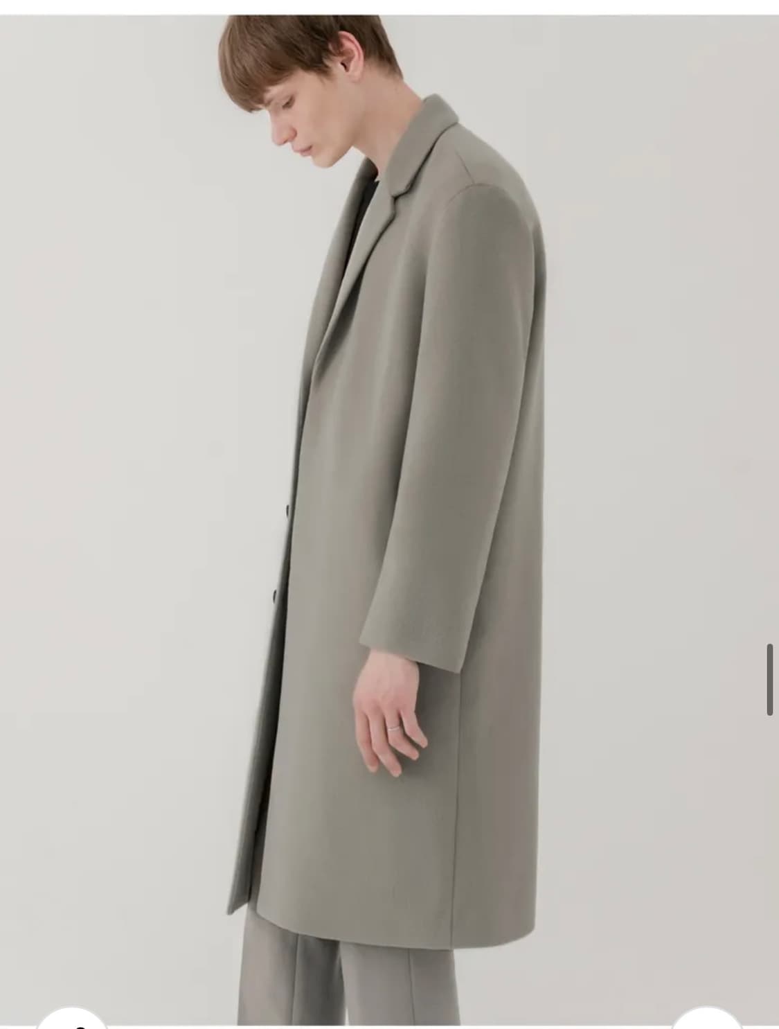 (새상품)(M) 드로우핏 캐시미어 20% 히든 싱글코트 L.GREY 판매 상품이미지4