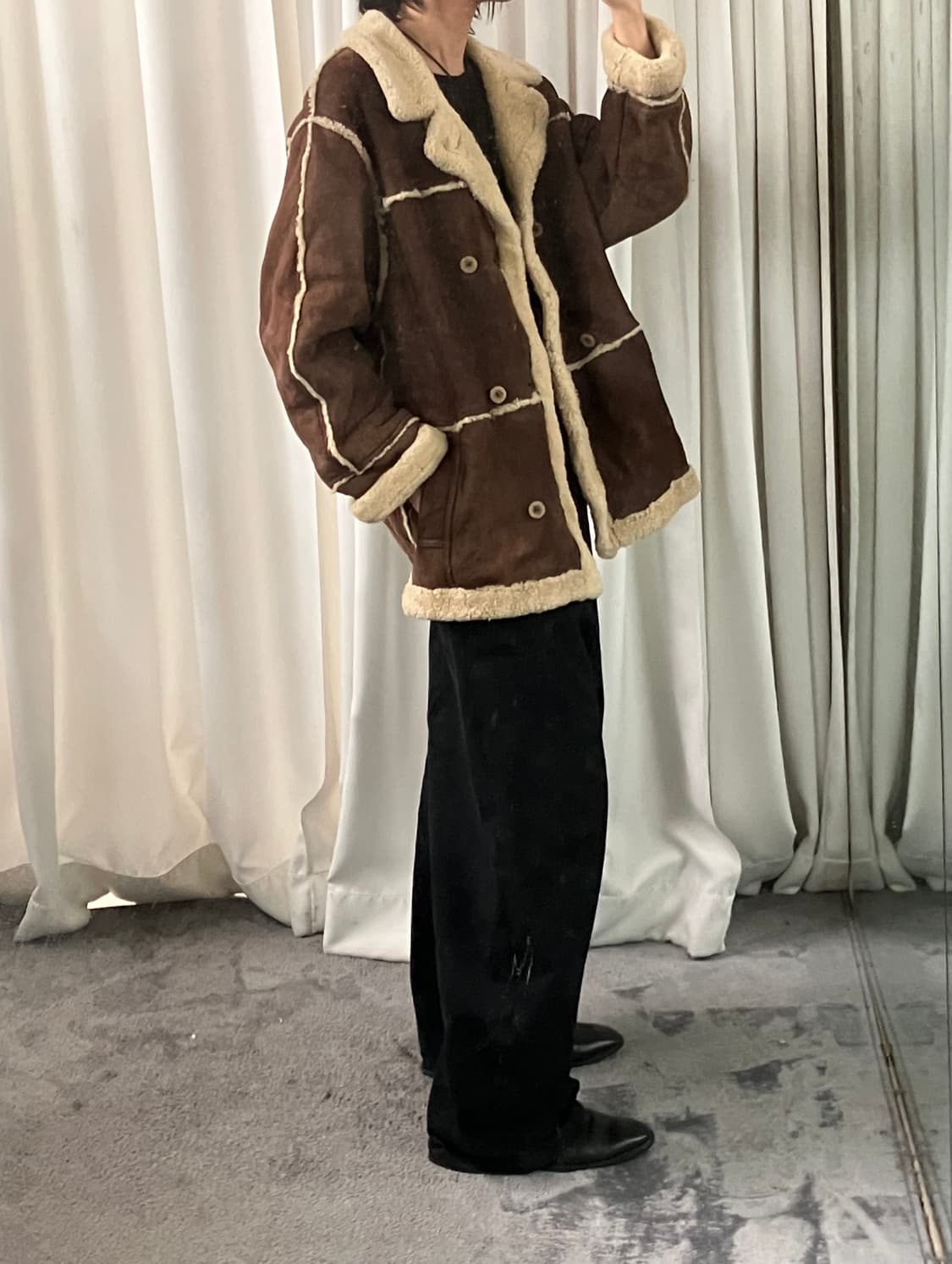 VTG 빈티지 브라운 양가죽 시어링 무스탕 자켓 상품이미지8