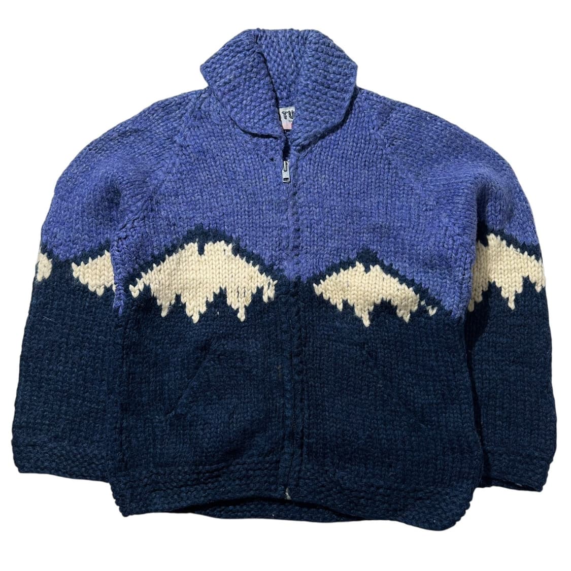 TUAK 캐나다 코위찬 숄카라 패턴 핸드 니트 집업 가디건 자켓 상품이미지1