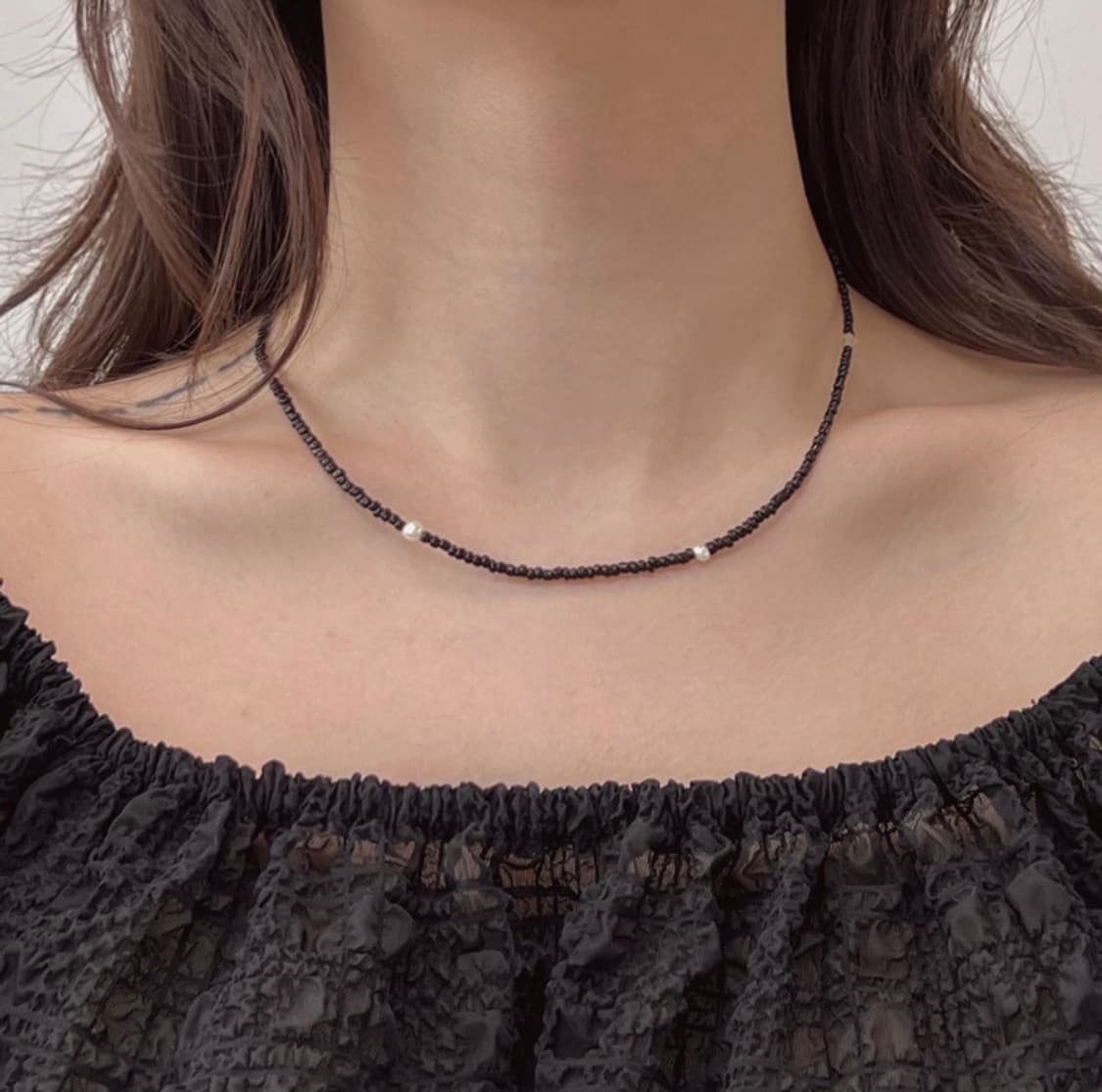 새상품) 블랙 비즈 목걸이 레이어드 비즈 목걸이 상품이미지1