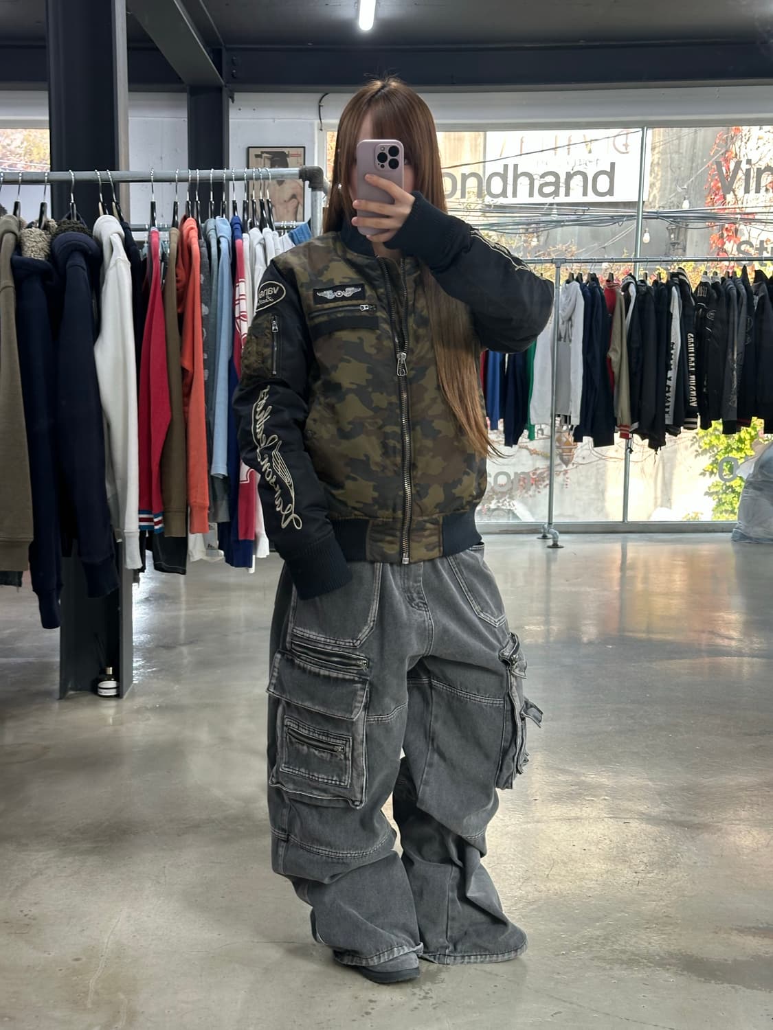 벤슨 카모 풀자수로고 포켓 ma-1 자켓 상품이미지3