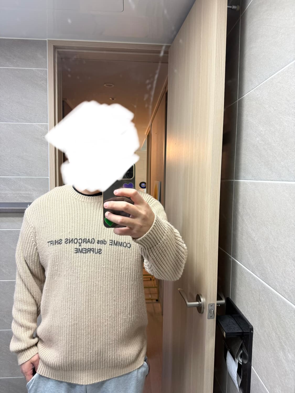 꼼데 X슈프림 니트 XL 상품이미지6