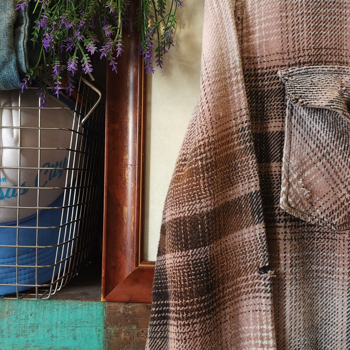 90s 빈티지 체크셔츠 헤비 플란넬 워크셔츠 썬페이딩 핑크 블랙 m 상품이미지6