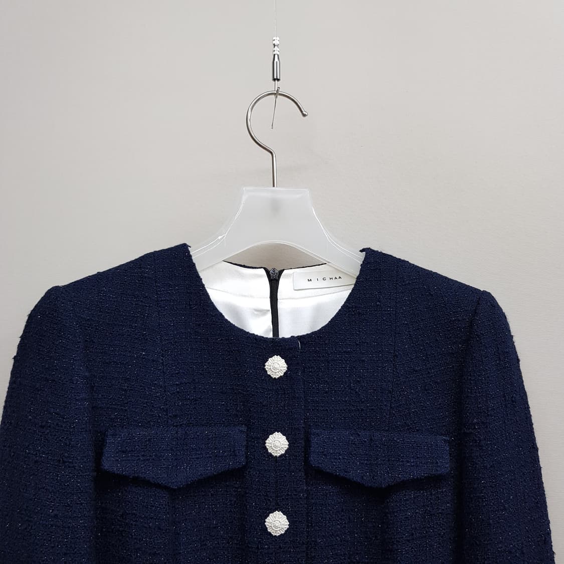 미샤 2020 미샤 트위드 배색 롱원피스 82-94-155사이즈 상품이미지2