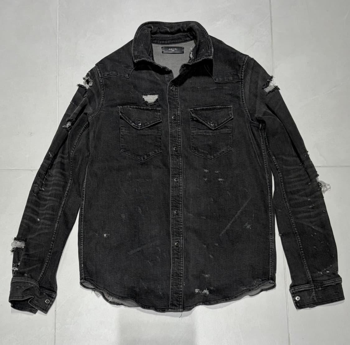 AMIRI 아미리 챠콜 디스트로이드 데님 셔츠 상품이미지1