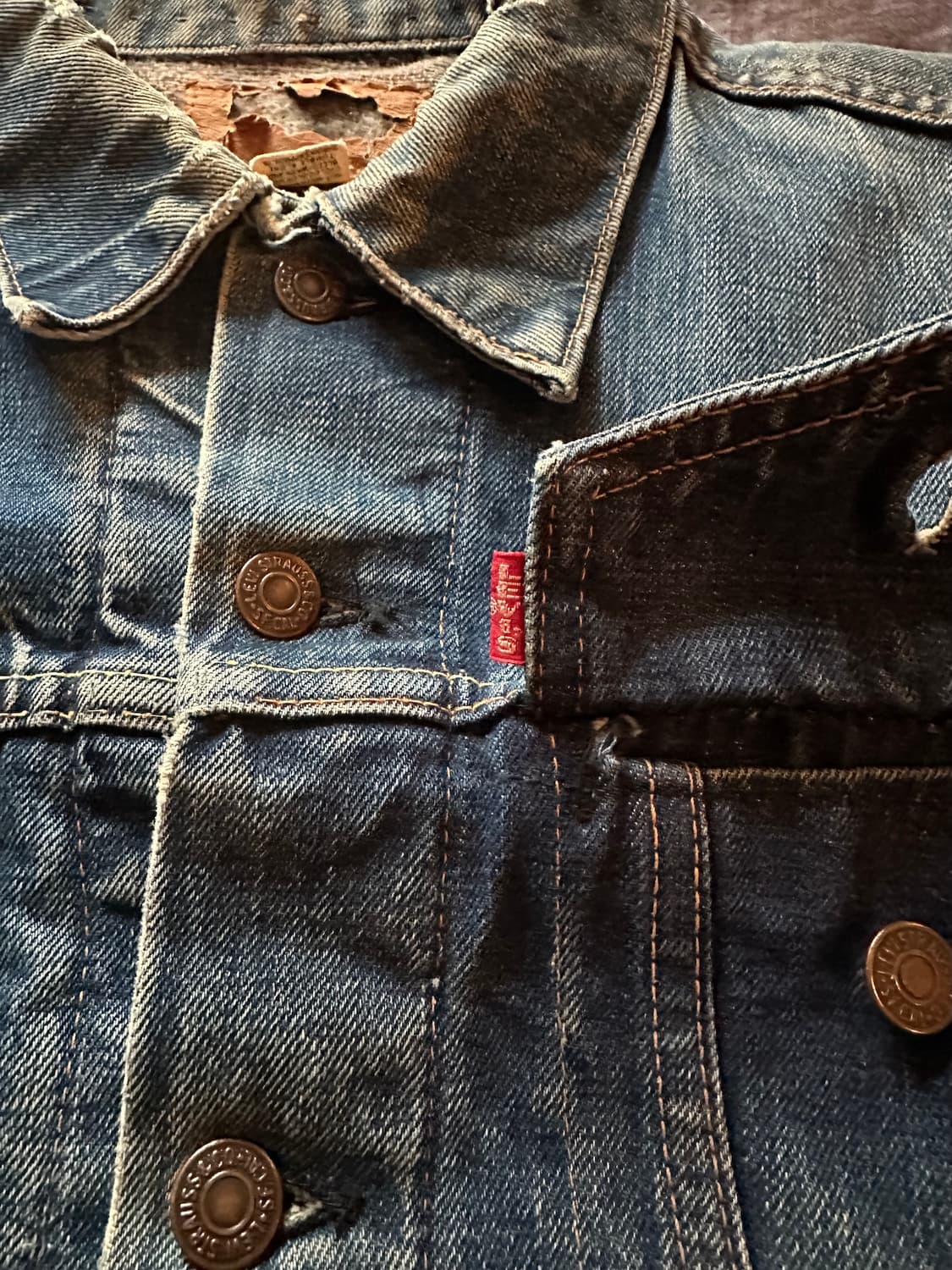 60s USA Levis 70505 Big E Denim Jacket 상품이미지4