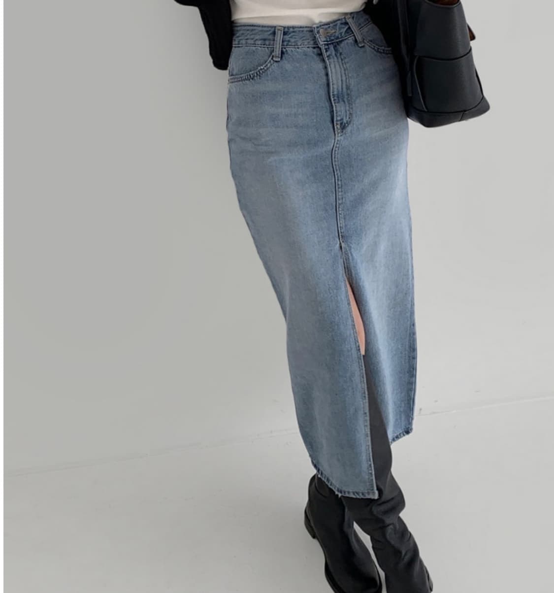 트임 데님 롱스커트 상품이미지3