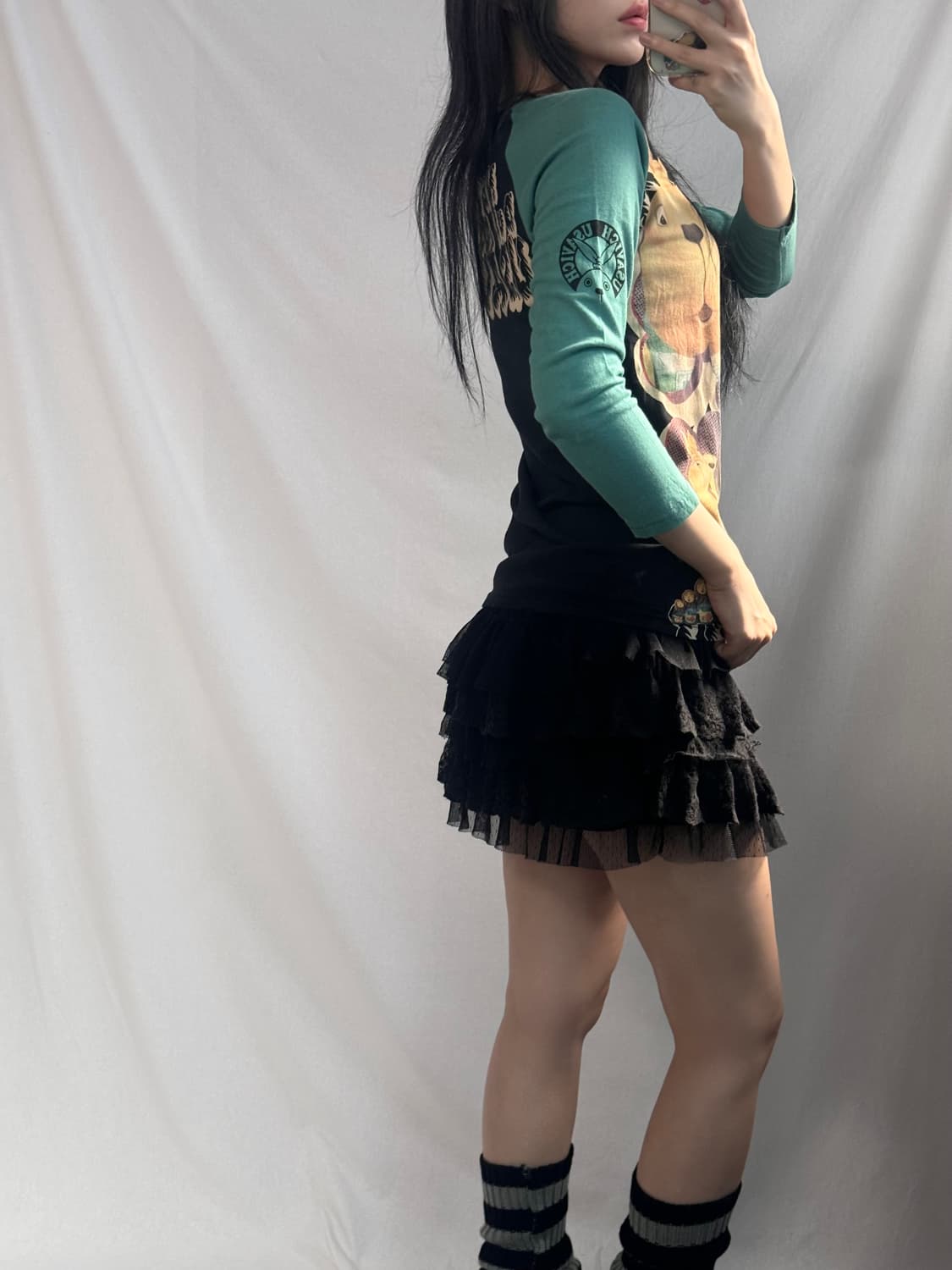 우사비치 프린티드 래글런 티 상품이미지6