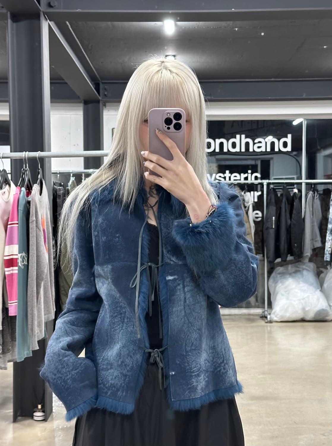 네이비 빈티지 래빗퍼 자켓 상품이미지3