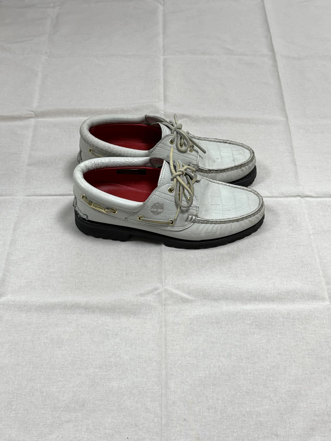 슈프림 x 팀버랜드 뱀피 레더 3아이 보트슈즈 us8 상품이미지4