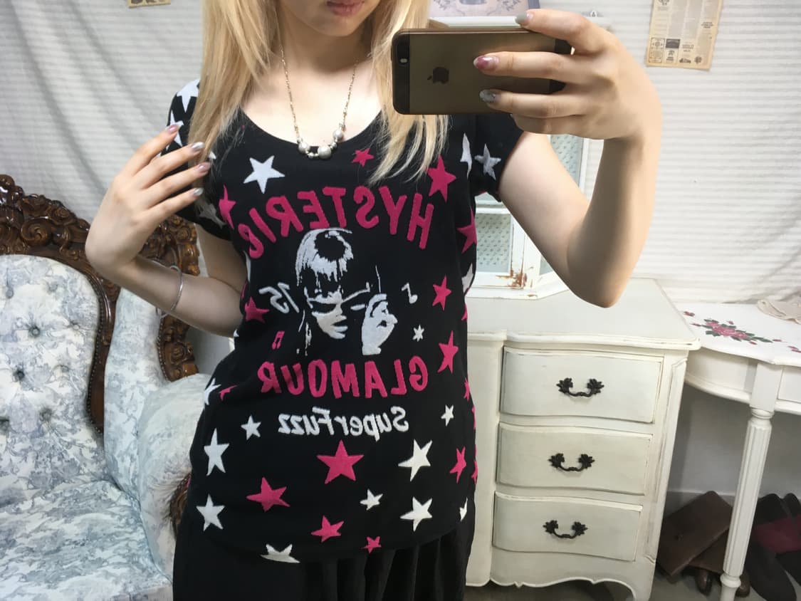 hysteric glamour 히스테릭글래머 히스걸 별 패치 태리 반팔 상품이미지9