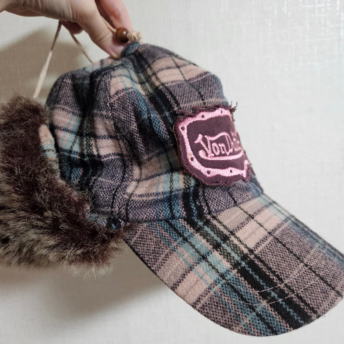 본더치 핑크체크 트루퍼햇 군밤 모자 상품이미지4