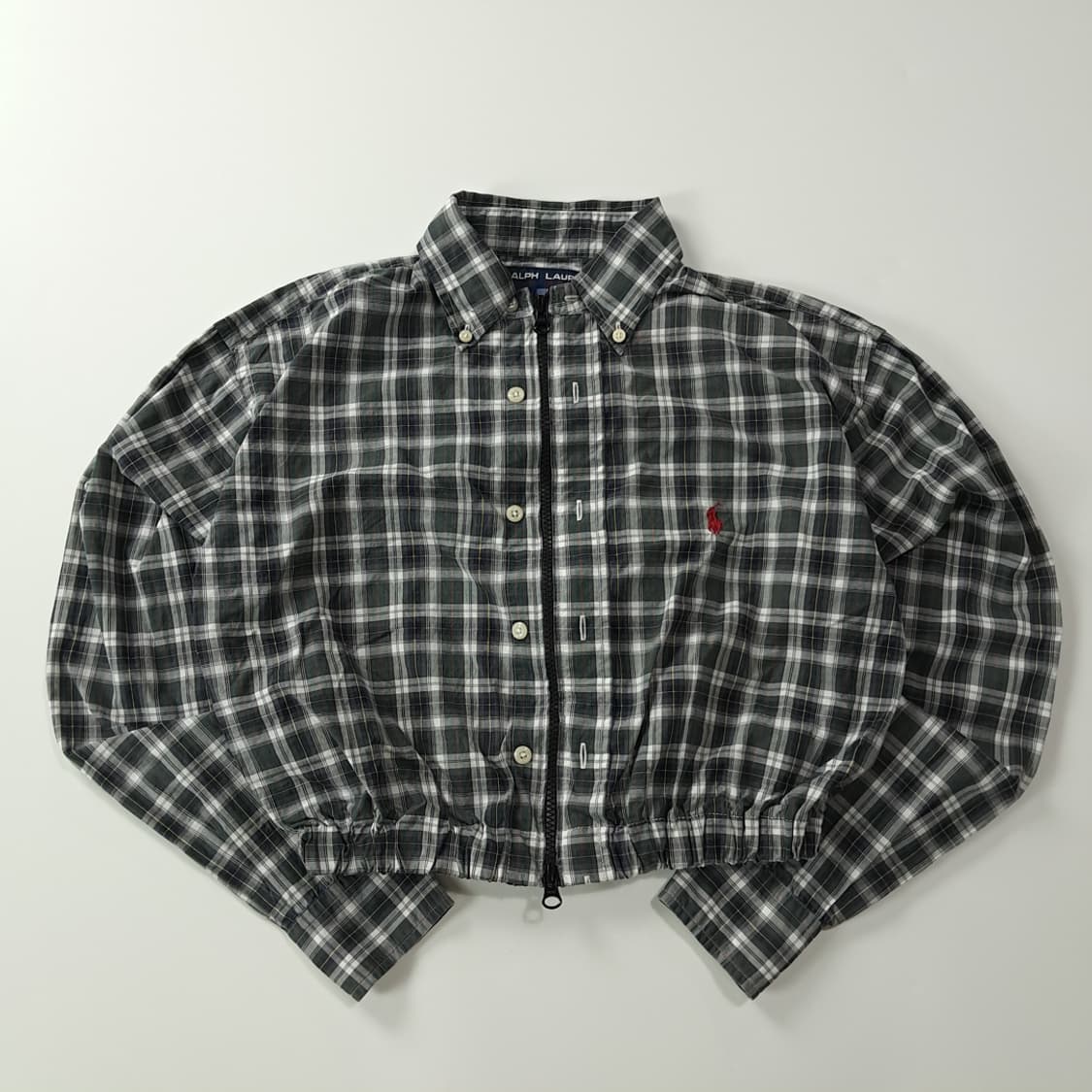 CK398 FREE 폴로 90s 스포츠 클래식 타탄체크 크롭 셔츠 자켓 상품이미지1