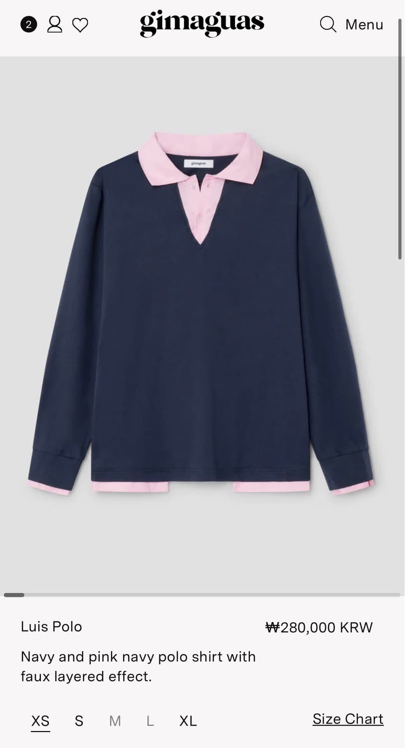 [S] 기마구아스 Luis 레이어드 폴로 셔츠 네이비 핑크 상품이미지2