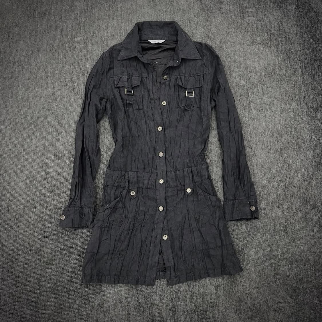 Clinkled texture long trench shirts 상품이미지3