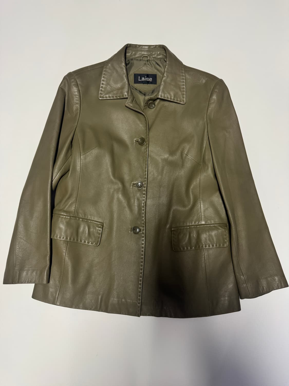 여성 빈티지 올리브 카키 리얼 양가죽 자켓 55 S 상품이미지1