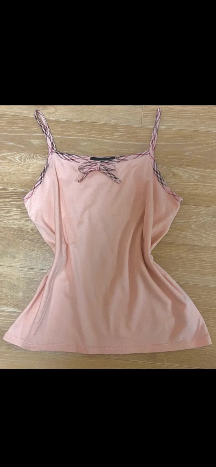 유진빈티지 버버리 피치핑크 리본 슬리브리스 나시 상품이미지2
