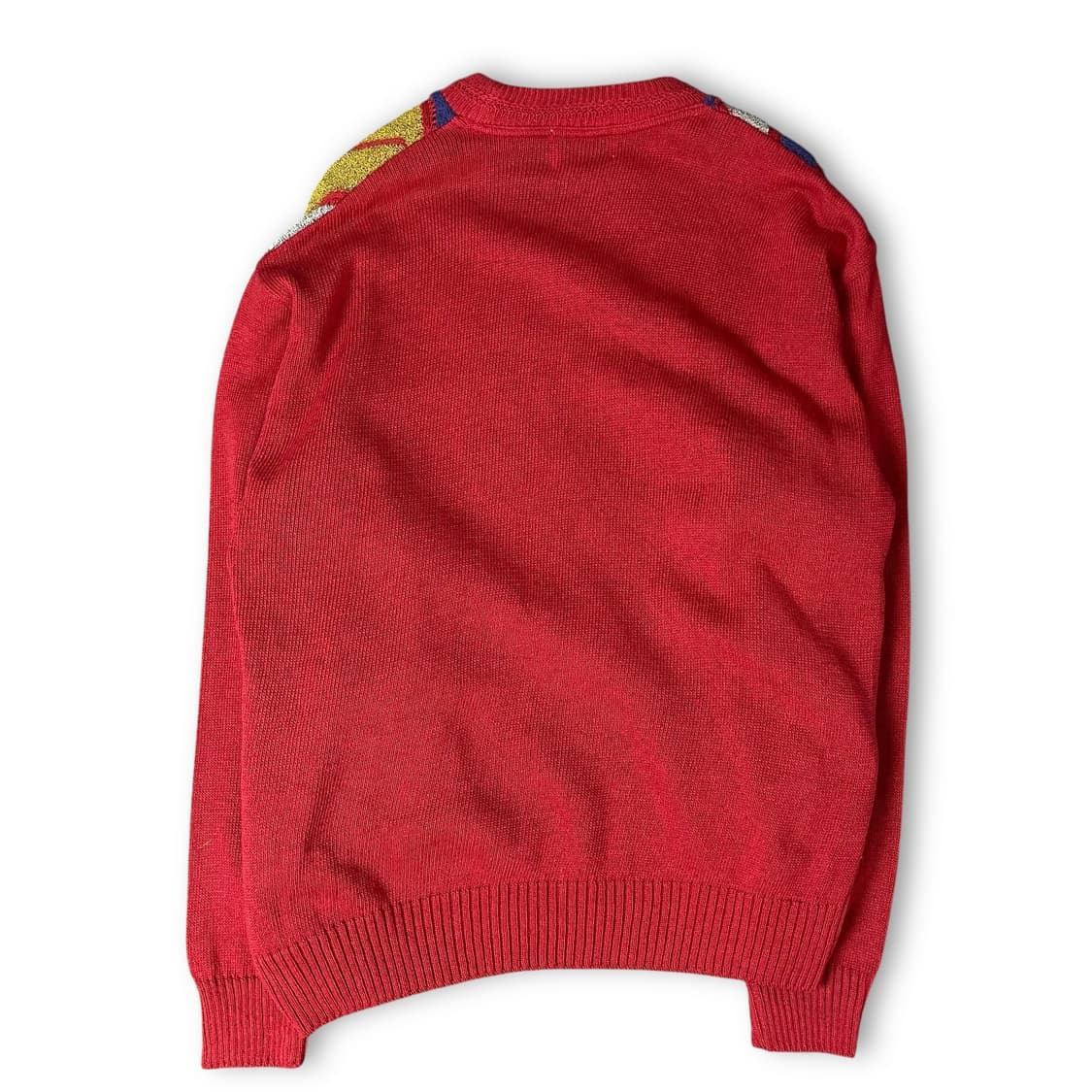 빈티지 레드 멀티 배색 패턴 긴팔 니트 M 상품이미지2