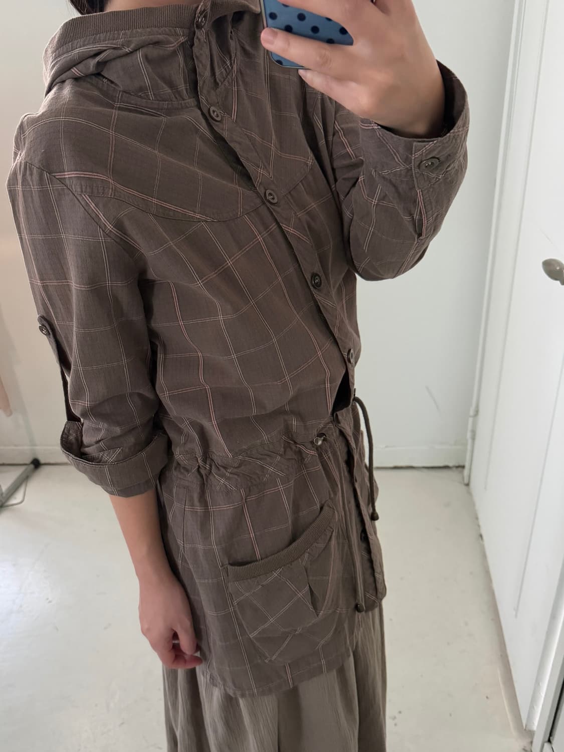 일본빈티지 모리 체크 브라운 야상 자켓 상품이미지3