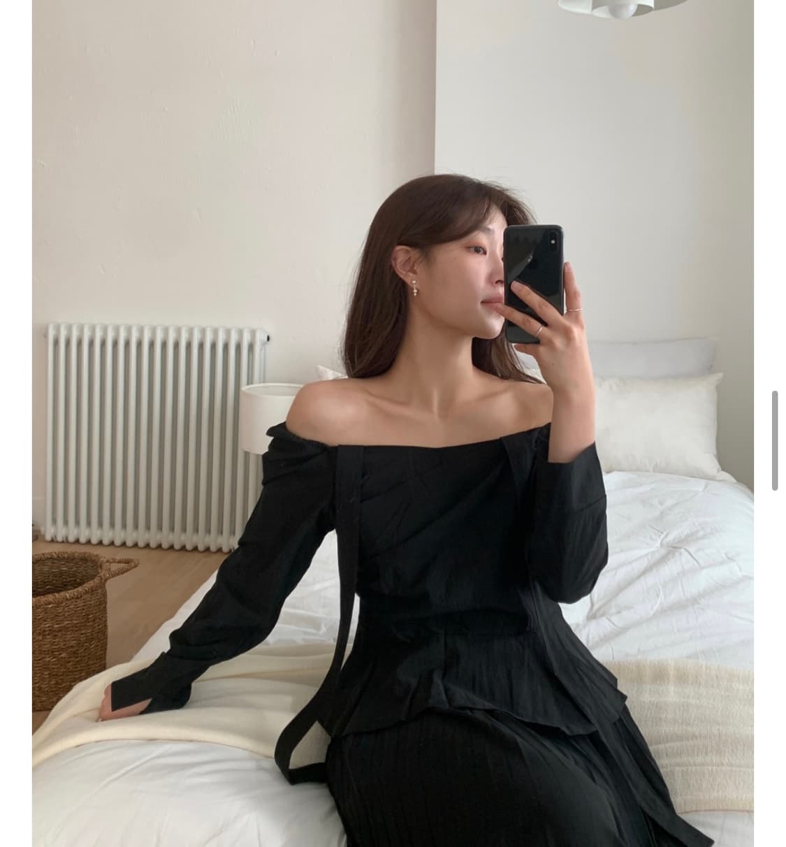 (새상품) 셀렉트한 엔젤 블라우스 오프숄더 블라우스 블랙 상품이미지3