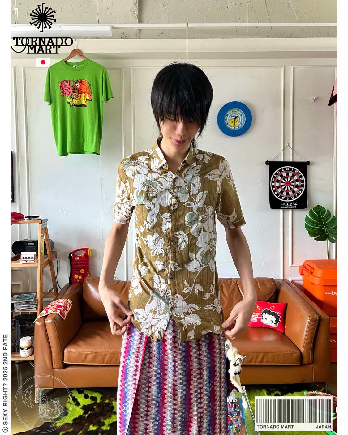 TORNADI MART Floral Pattern 1/2 Shirt 상품이미지1