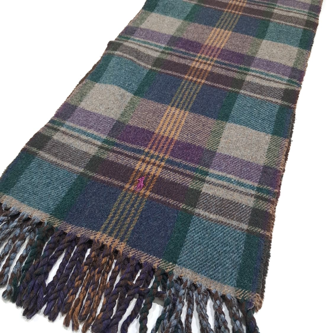 MX434 폴로 이태리판 램스울 양면 타탄 브라운 머플러 목도리 상품이미지3