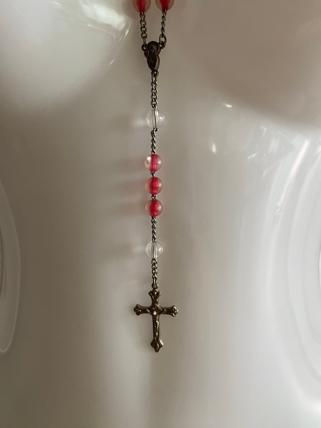 이태리 inri 빈티지 묵주 목걸이 엔젤룩 로사리오 핑크 상품이미지2