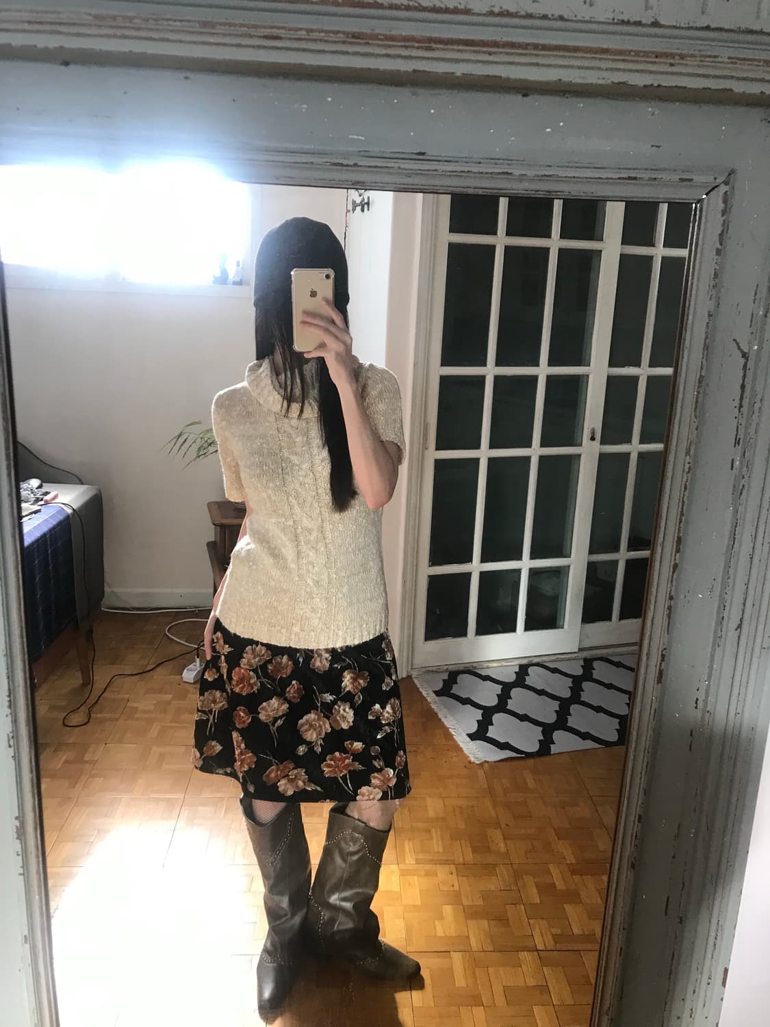 vintage velvet pattern skirt(26inch) 상품이미지8