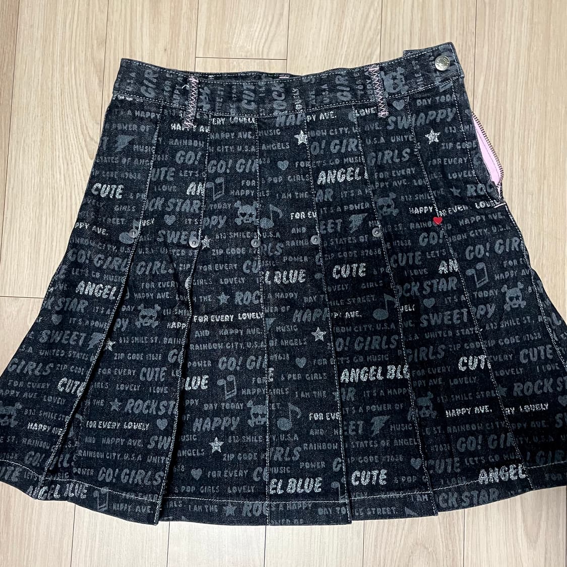 빈티지 블랙 데님 플리츠 펑크 스커트  상품이미지4