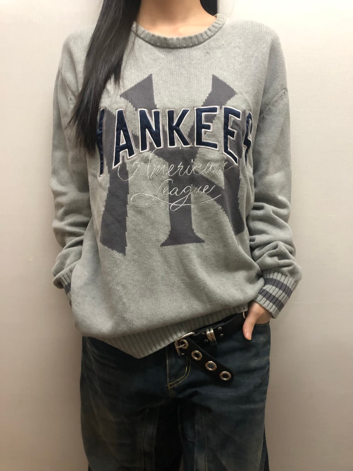 빈티지 mlb 빅 로고 니트 상품이미지2