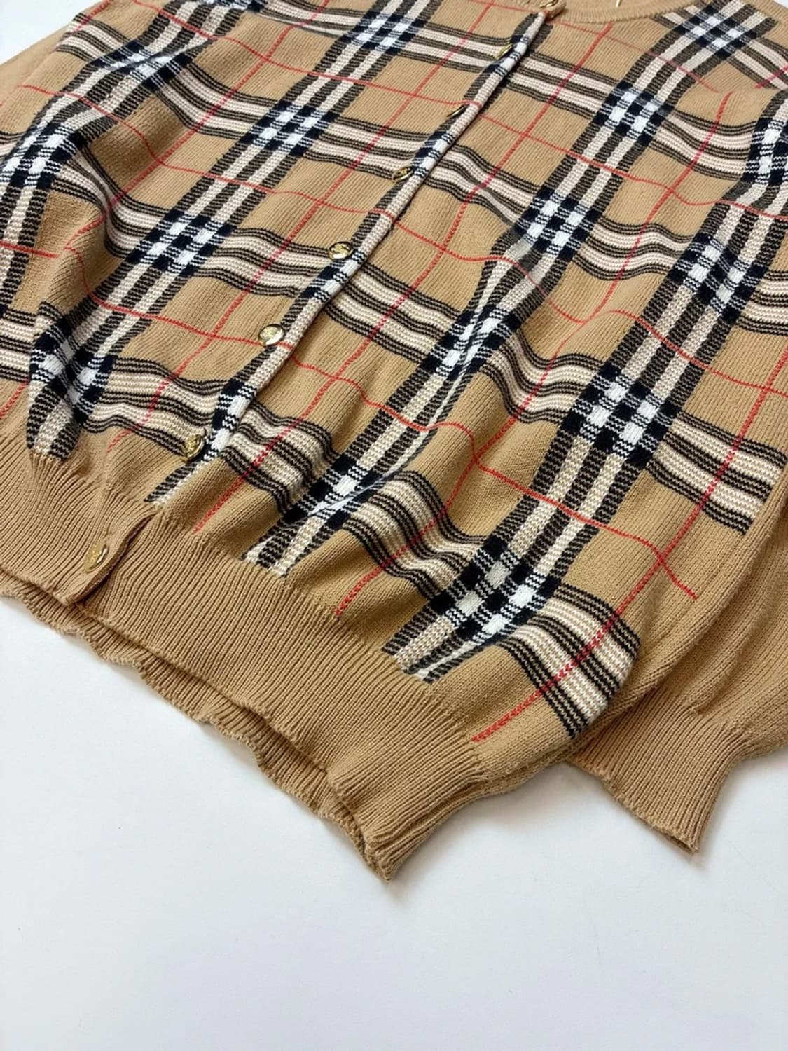 버버리 90s 노바체크 아카이브 패턴 코튼 니트 가디건 PN5128 상품이미지3