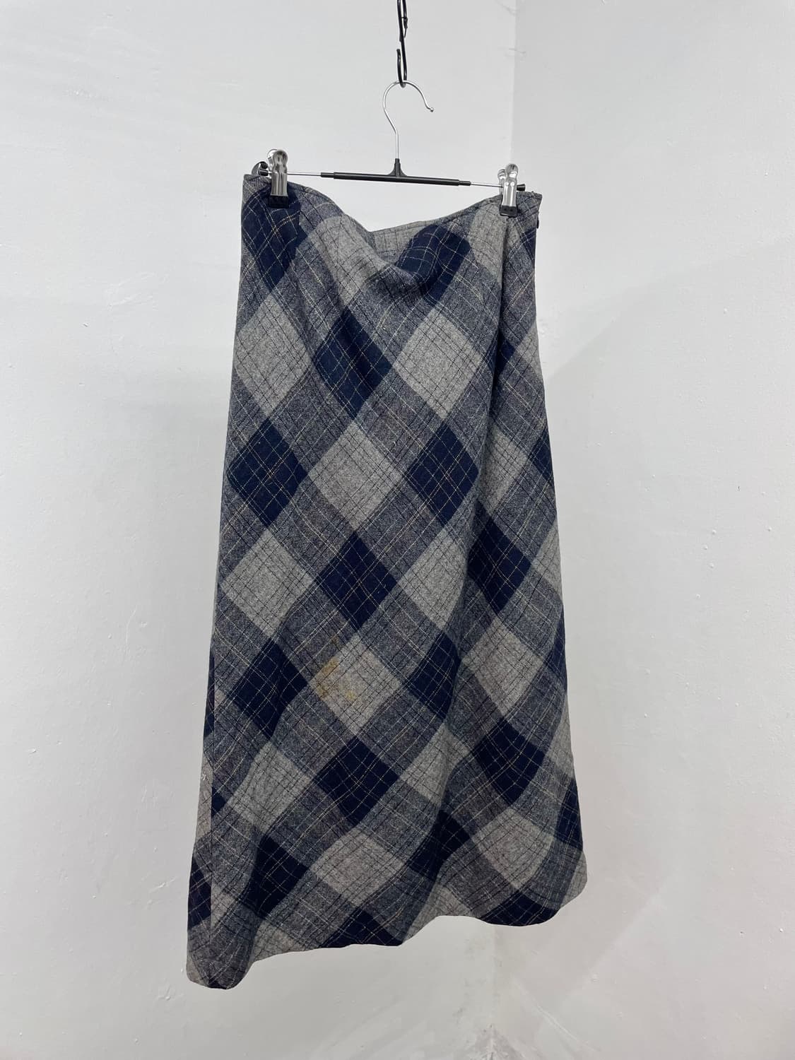 네이비 체크 롱 스커트 상품이미지5