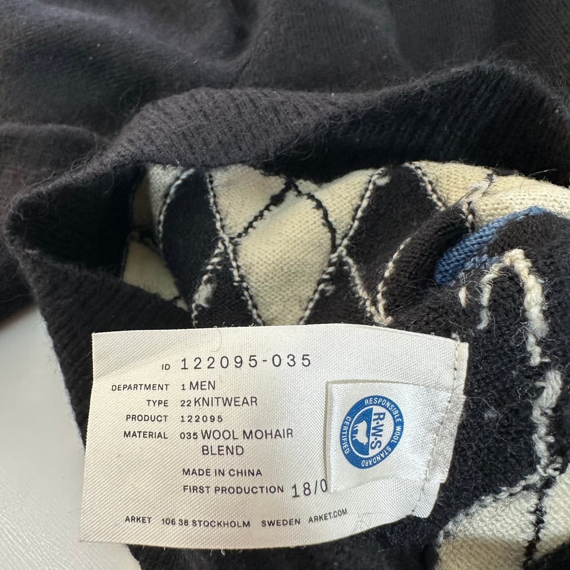 M 아르켓 네이비 아가일 모헤어 라운드니트 상품이미지7
