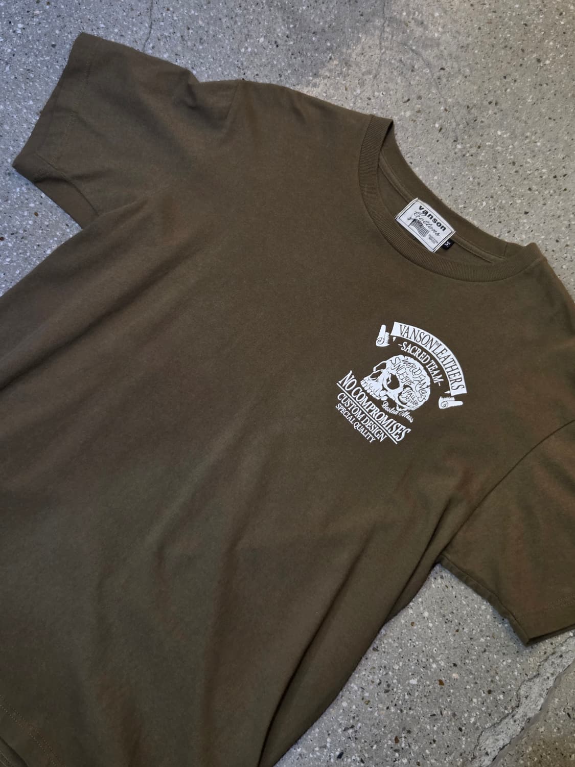 Vanson 밴슨 스컬 해골 카키 반팔티 상품이미지2