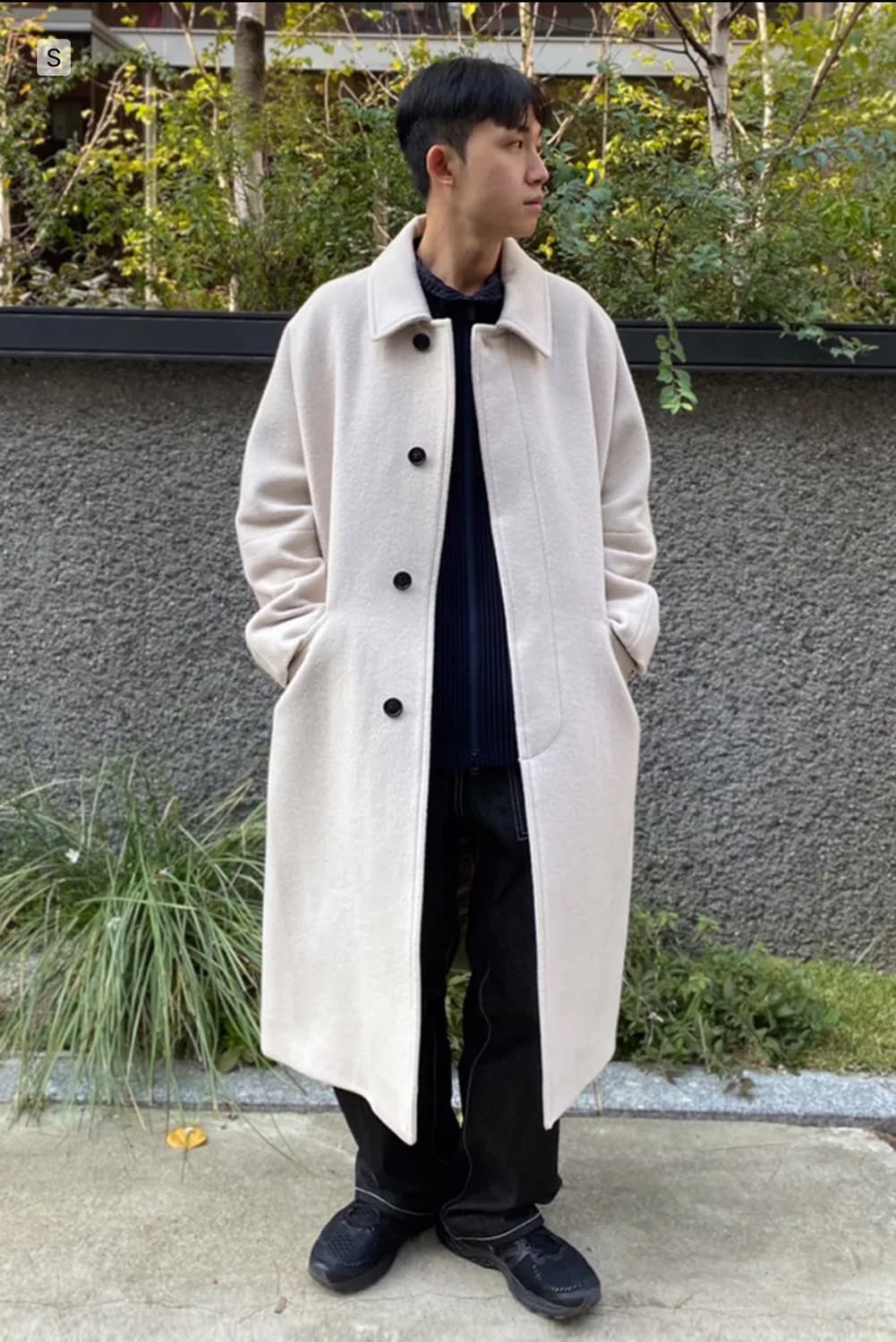 비슬로우 핏더사이즈 울 발마칸 코트 라이트 베이지 L 상품이미지5