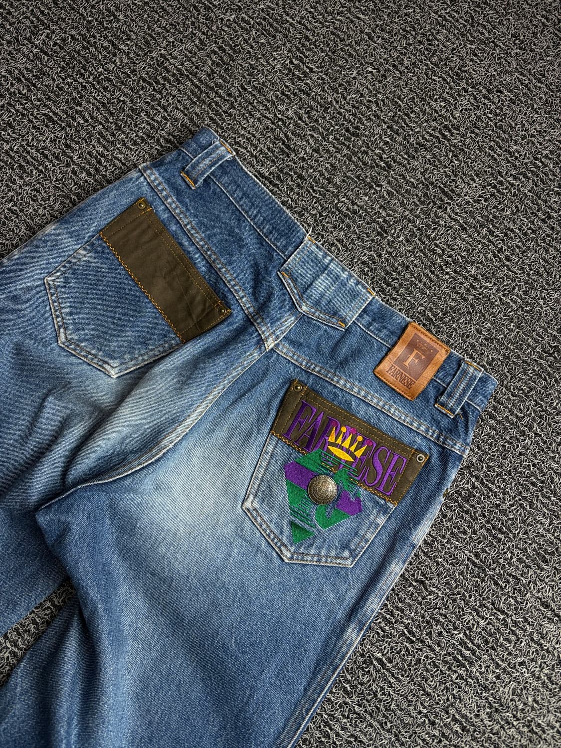 00s 빈티지 올드스쿨 자수 와이드 데님 팬츠 2779 상품이미지6