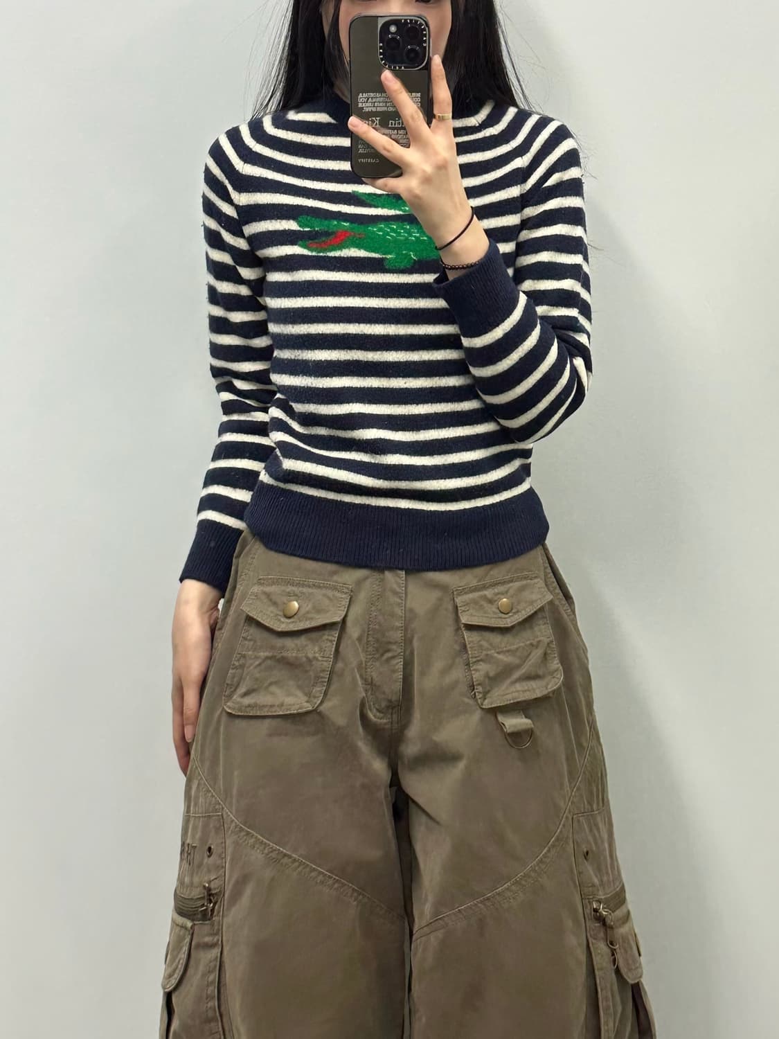 라코스테 빅로고 네이비 스트라이프 니트 상품이미지1