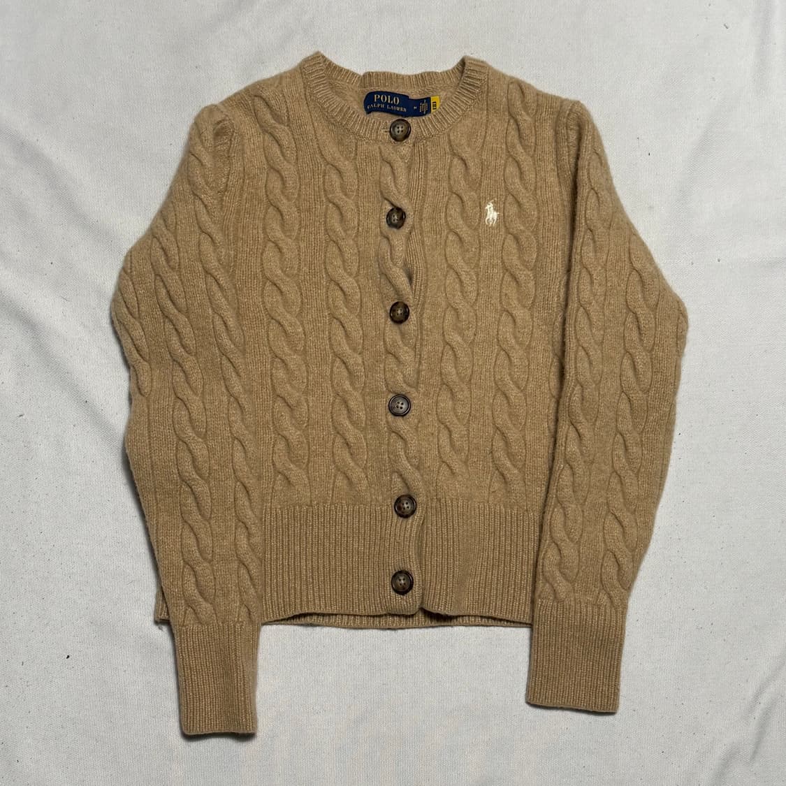 M 폴로랄프로렌 베이지 울 캐시미어 케이블 가디건 상품이미지2