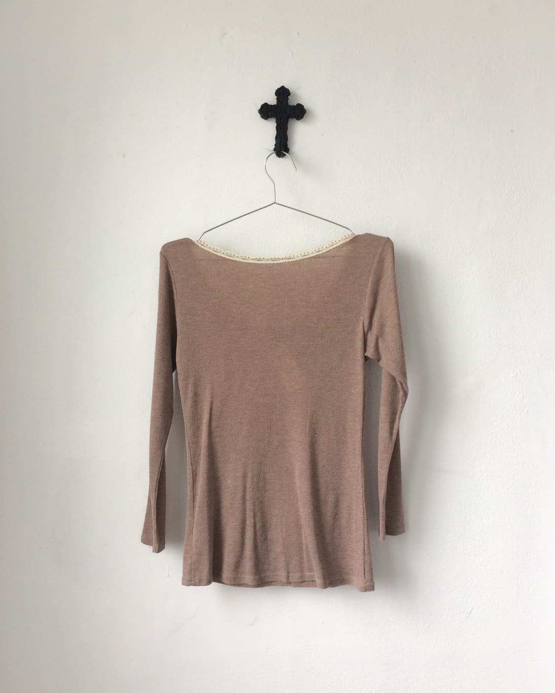 Ribbon lace trimming knit sleeve 상품이미지3