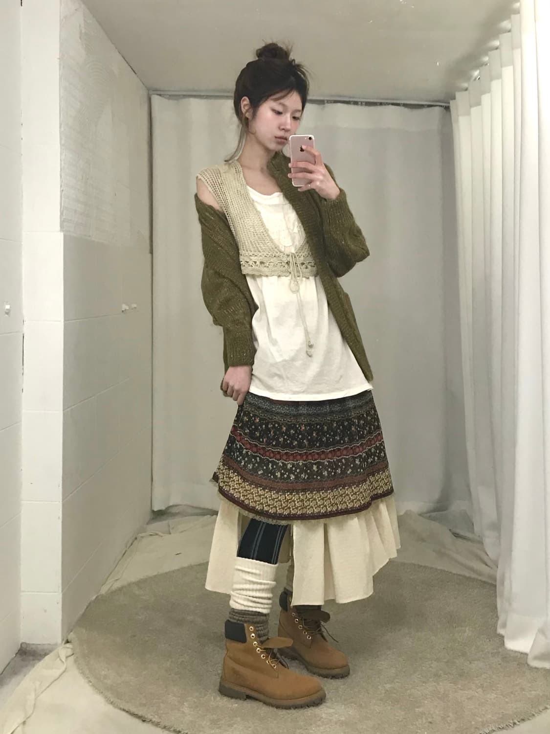 빈티지 카키 그런지 소녀 이너 코디 세트 상품이미지2