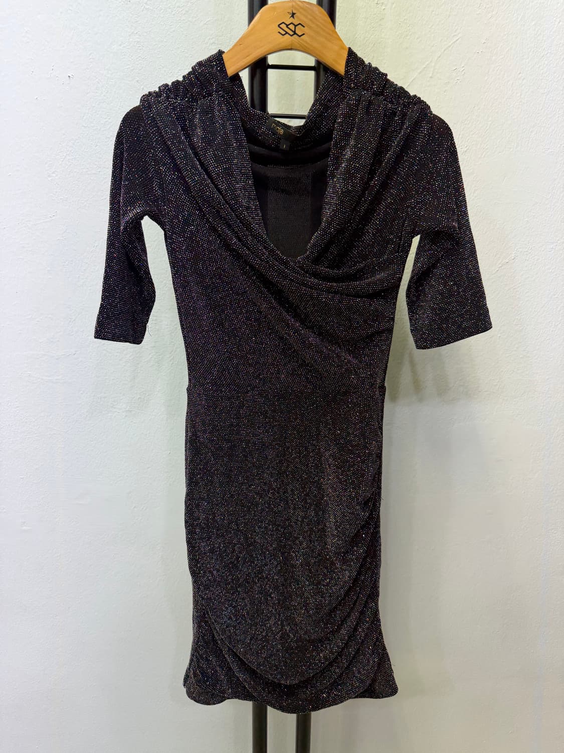 정품) maje 마쥬 블랙 반짝이 미니 원피스 1 상품이미지1