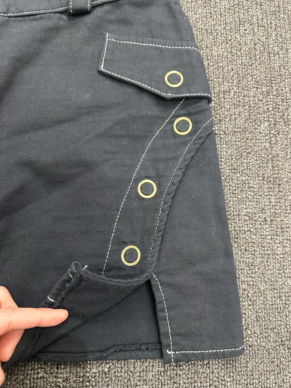 S)Japanese vintage 포켓 아일렛 디테일 트임 미니 스커트 상품이미지5