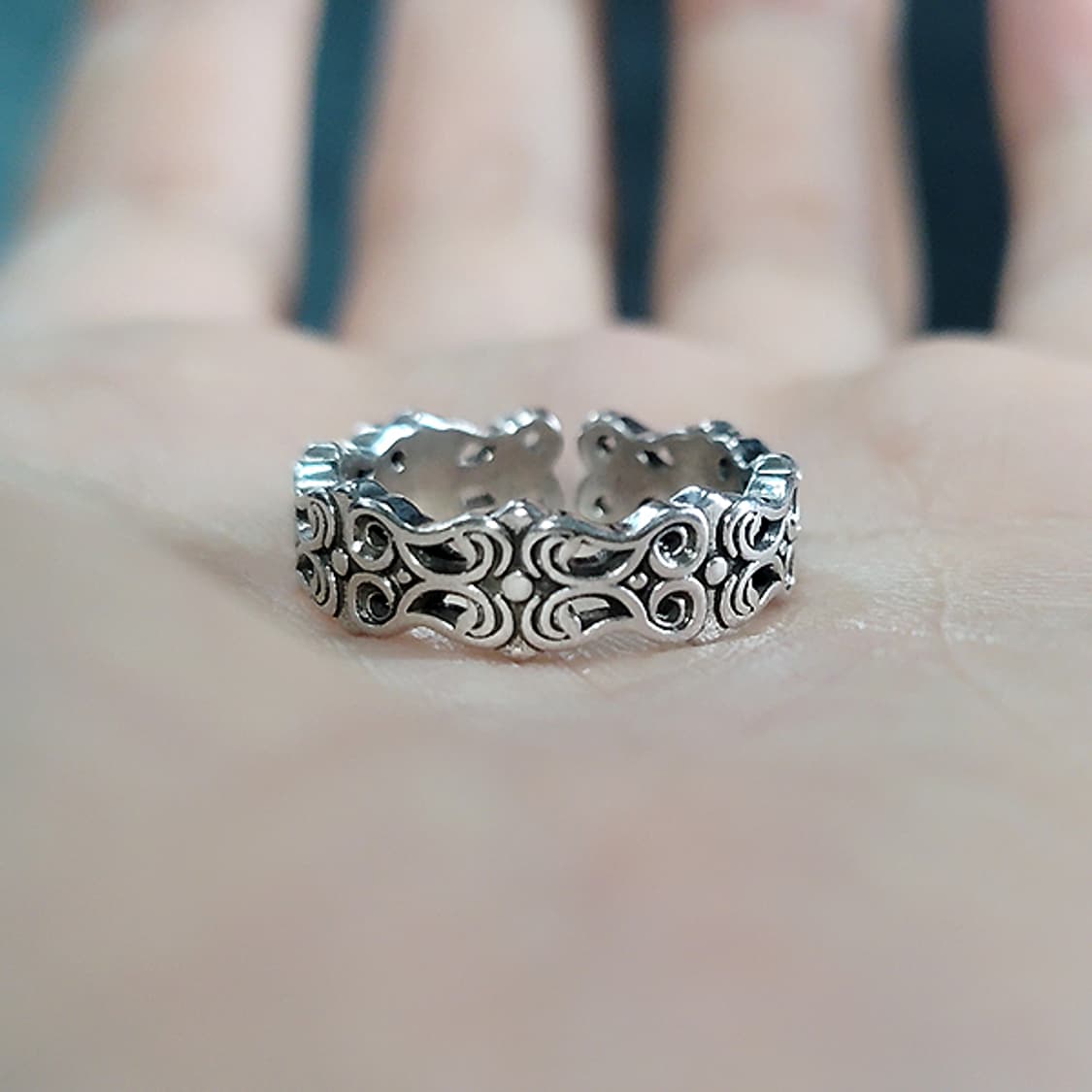 Rivel 백동 남자 엔틱 빈티지 명품 고대 곡선 문양 반지 상품이미지4