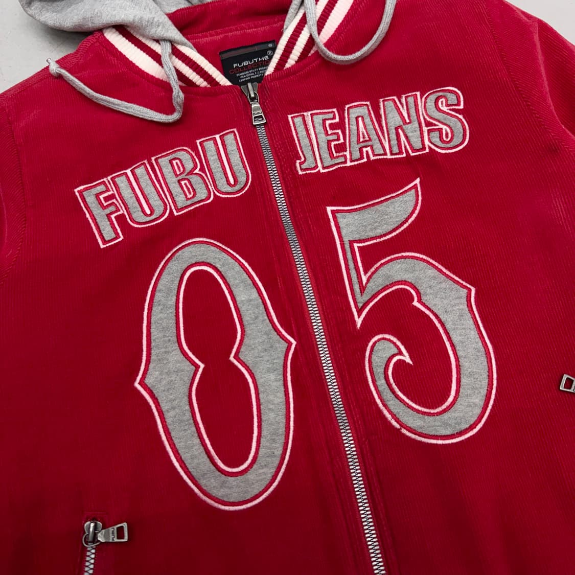 FUBU 후부 코듀로이 베이스볼 빅로고 후드 점퍼 자켓 상품이미지3