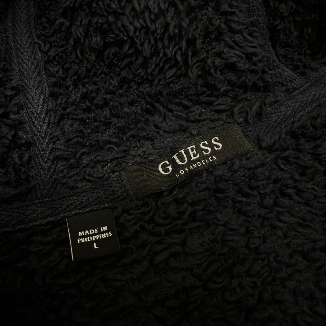 GUESS 게스 뽀글이 털 후리스 후드 자켓 네이비 L 상품이미지8