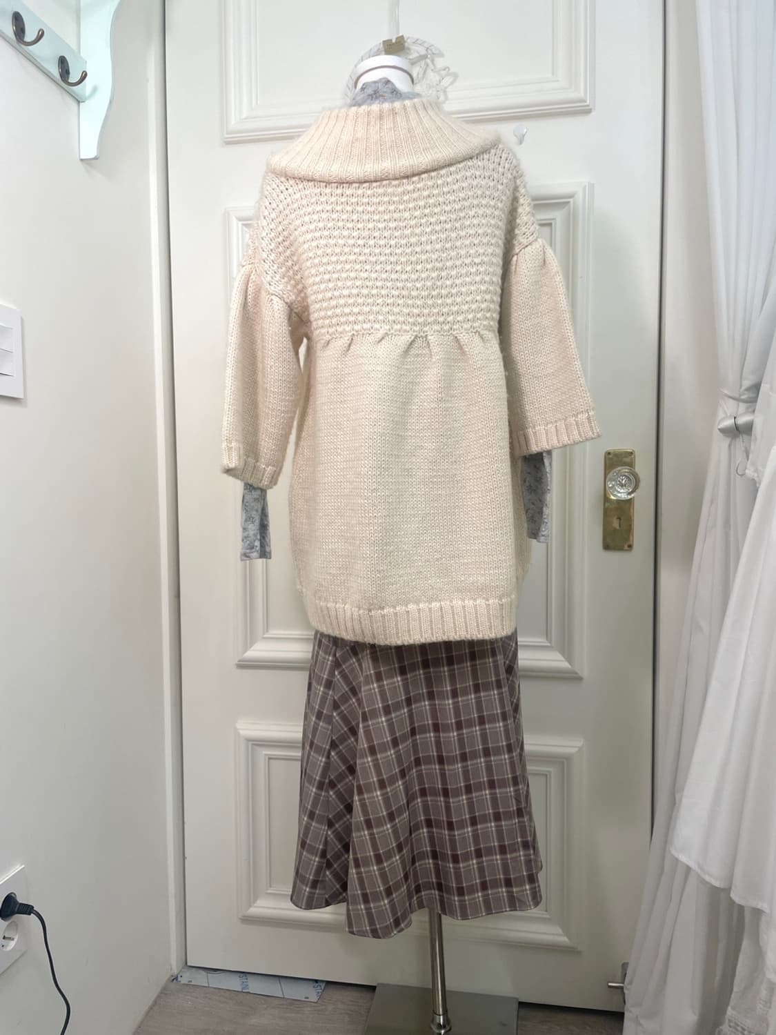 pinkbeige check ruffle banding unbalance 상품이미지8