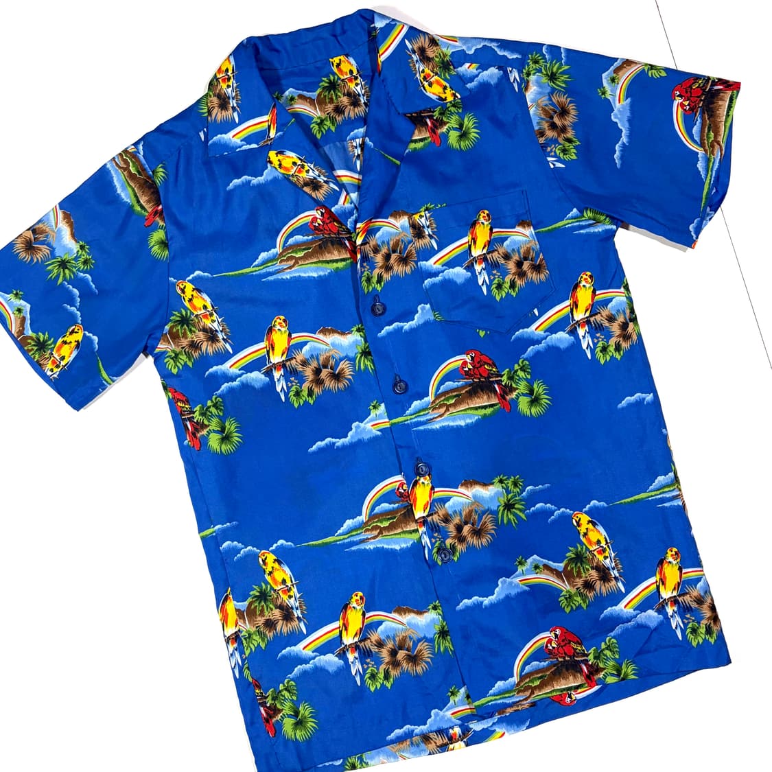 빈티지 패럿 블루 하와이안셔츠 L 상품이미지2